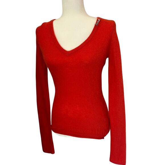 Datch Italian Angora Wool Sweater Orange Red‎ Y2K - Picture 1 of 7
